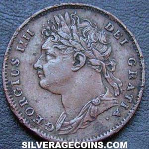 1825 George IV British "Laureate Head" Farthing (Obverse)