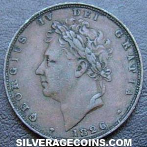 1826 George IV British "Bare Head" Farthing (Obverse)