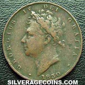 1830 George IV British "Bare Head" Farthing (Obverse)