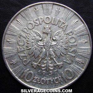 1937 (w) Polish Silver 10 Zlotych (Jozef Pilsudski) (Obverse)