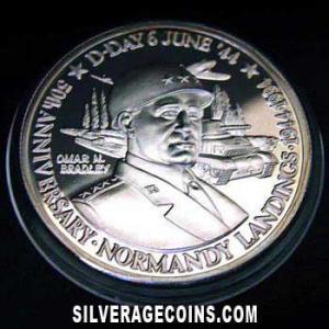 1994 Proof Elizabeth II Turks and Caicos 20 Crowns Silver (D Day: Bradley) (Reverse)