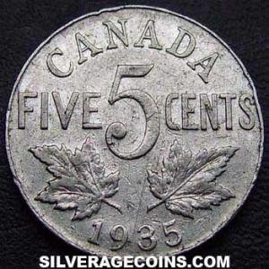 1935 George V Canadian 5 Cents (Reverse)