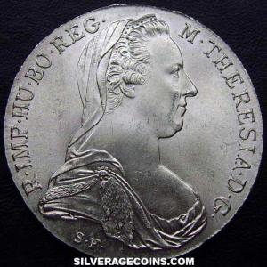 María Theresa de Tálero de Plata Austriaco (Reacuñación) 1780SF T4 (Anverso)