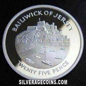 ND (1977) Proof Elizabeth II Jersey Silver 25 Pence (Jubilee) [Box] (Reverse)