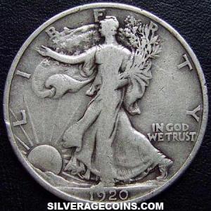 1920 United States "Walking Liberty" Silver Half Dollar (Obverse)