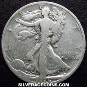 1936 United States "Walking Liberty" Silver Half Dollar (Obverse)
