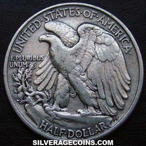 1942 United States "Walking Liberty" Silver Half Dollar (Reverse)