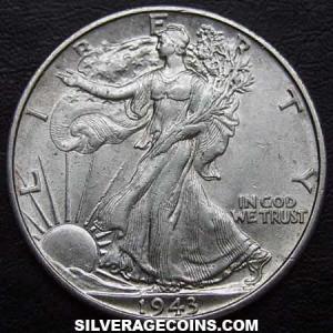 1943 United States "Walking Liberty" Silver Half Dollar (Obverse)