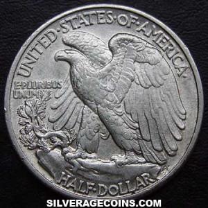 1943 United States "Walking Liberty" Silver Half Dollar (Reverse)