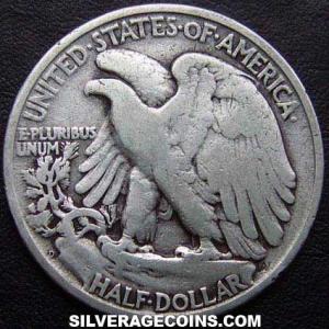 1945 D United States "Walking Liberty" Silver Half Dollar (Reverse)