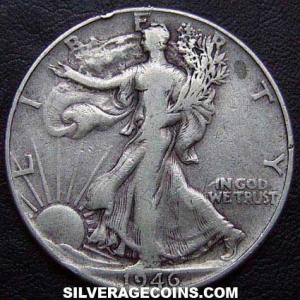 1946 United States "Walking Liberty" Silver Half Dollar (Obverse)