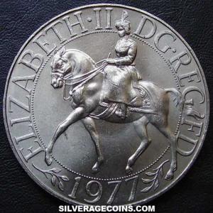 1977 [case] Elizabeth II British 25 New Pence (Silver Jubilee) (Obverse)
