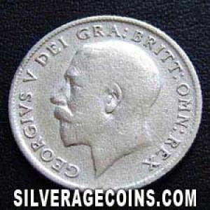 1920 George V British Silver Sixpence (.500) (Obverse)