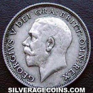 6 Peniques de Plata Británicos de Jorge V (.500) 1924 (Anverso)