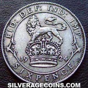 6 Peniques de Plata Británicos de Jorge V (.500) 1924 (Reverso)