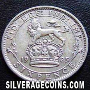 1925-3C George V British Silver Sixpence (.500) (Reverse)