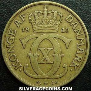 1940 (h) N GJ Christian X Danish Krone (Reverse)