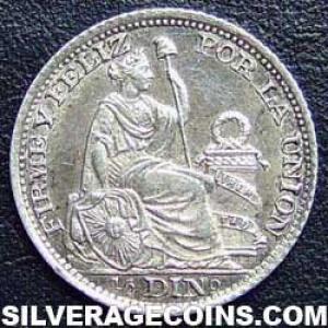 1891 TF Peruvian Silver Half Dinero (Reverse)