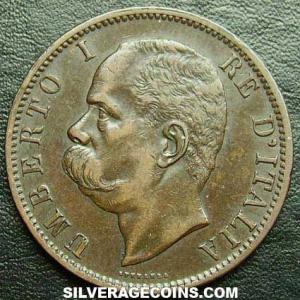 1894 B/I Umberto I Italian 10 Centesimi (Obverse)