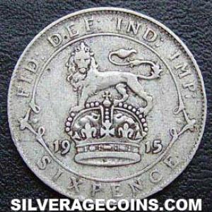 6 Peniques de Plata Británicos de Jorge V (.925) 1915 (Reverso)