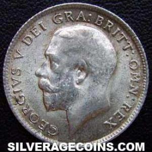 6 Peniques de Plata Británicos de Jorge V (.925) 1916 (Anverso)