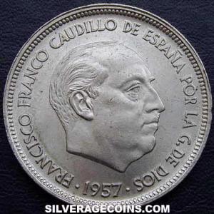 1957 (60) Franco Spanish 50 Pesetas (Obverse)