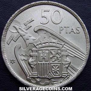 1957 (60) Franco Spanish 50 Pesetas (Reverse)