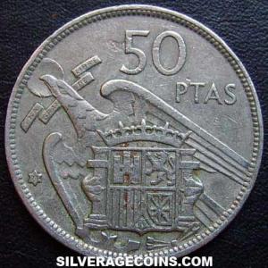 1957 (71) Franco Spanish 50 Pesetas (Reverse)