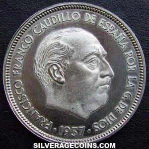 1957 (75) Proof Franco Spanish 50 Pesetas (Obverse)