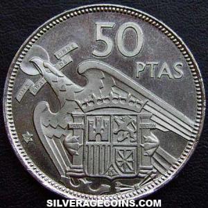 1957 (75) Proof Franco Spanish 50 Pesetas (Reverse)
