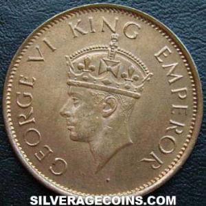 1940 (c) George VI British India Bronze Quarter Anna (Obverse)