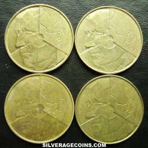 1986-1993 (4) Lot of 4 Different Dates Belgian 5 Francs (French) (Obverse)