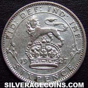 1927 George V British Silver Sixpence (Reverse)