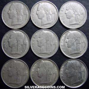 1949-1975 (9) Lot of 9 Different Dates Belgian 5 Francs (Dutch, coin) (Reverse)