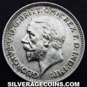 1931 George V British Silver "Oak Reverse" Sixpence (Obverse)