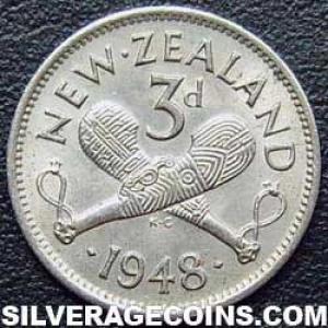 1948 George VI New Zealander Threepence (Reverse)