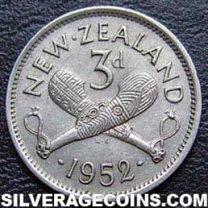 1952 George VI New Zealander Threepence (Reverse)
