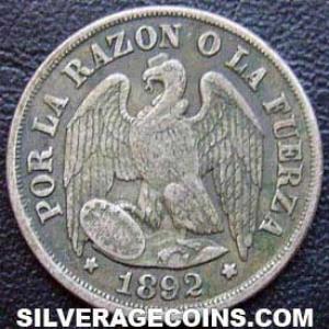 1892 Chilean Silver Decimo (.500) (Obverse)