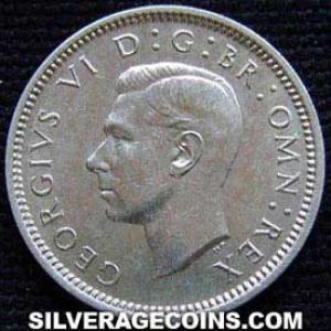 6 Peniques de Plata Británicos de Jorge VI 1937 (Anverso)