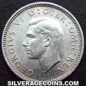 6 Peniques de Plata Británicos de Jorge VI 1938 (Anverso)