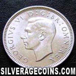 6 Peniques de Plata Británicos de Jorge VI 1941 (Anverso)