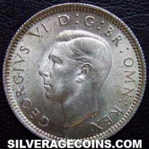 6 Peniques de Plata Británicos de Jorge VI 1945 (Anverso)