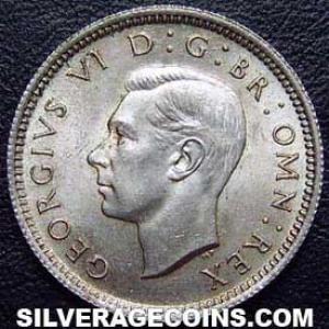 6 Peniques de Plata Británicos de Jorge VI 1946 (Anverso)