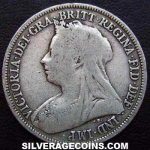1893 Victoria British Silver "Widow Head" Shilling (Obverse)