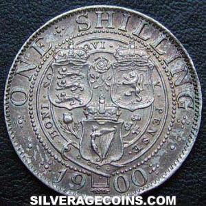 1900 Victoria British Silver "Widow Head" Shilling (Reverse)