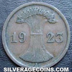1923 A German Weimar Republic Bronze 2 Rentenpfennig (Obverse)