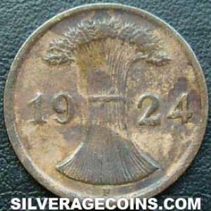 1924 F German Weimar Republic Bronze 2 Rentenpfennig (Obverse)
