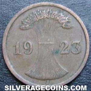 1923 J German Weimar Republic Bronze 2 Rentenpfennig (Obverse)