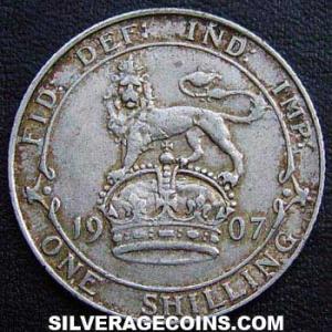 Chelín de Plata Británico de Eduardo VII 1907 (Reverso)