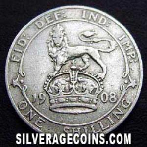 1908 Edward VII British Silver Shilling (Reverse)